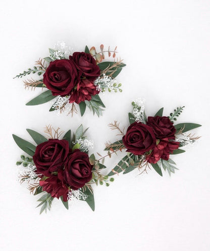 Burgundy Cake Flowers, Wedding Dark Red Roses Cake Topper, Cake Floral Decor Artificial Flowers