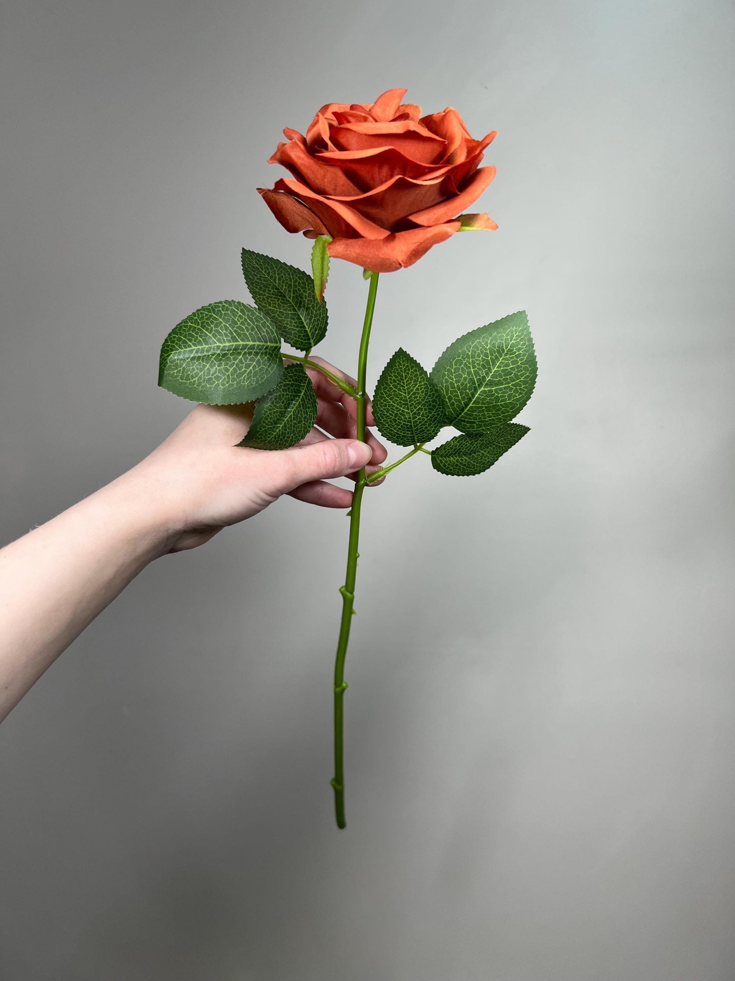 Burnt Orange Artificial Flowers Head Rose Terracotta Rust High Quality Wedding Fake Roses Stem Home Decor Silk Bridal Accessories Decorative