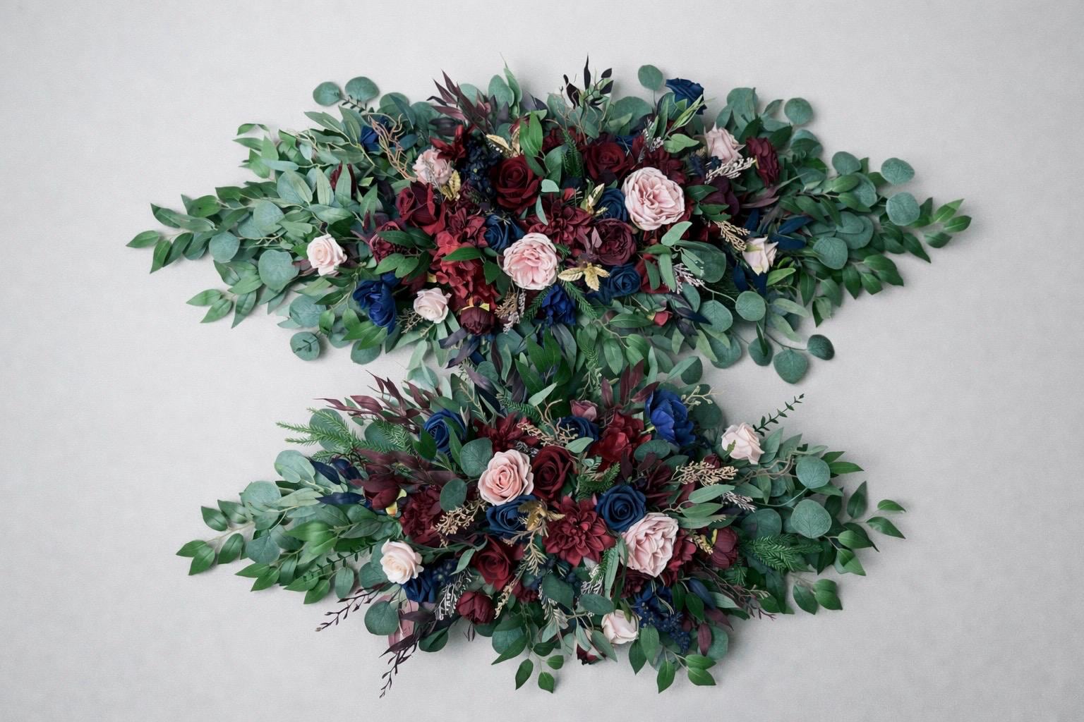 Burgundy Navy Blue Bouquet Cascade Wedding Bridal Bouquet Blush Navy Blue Burgundy Bouquet Bridesmaids Cascading Gold Bouquet Winter Maroon