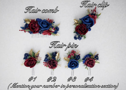 Winter Bouquet Burgundy Navy Blue Wedding Bouquet Bridal Cascading Wine Red Dark Blue Bouquet Cascade Bridesmaids Pine Tree Gold Artificial