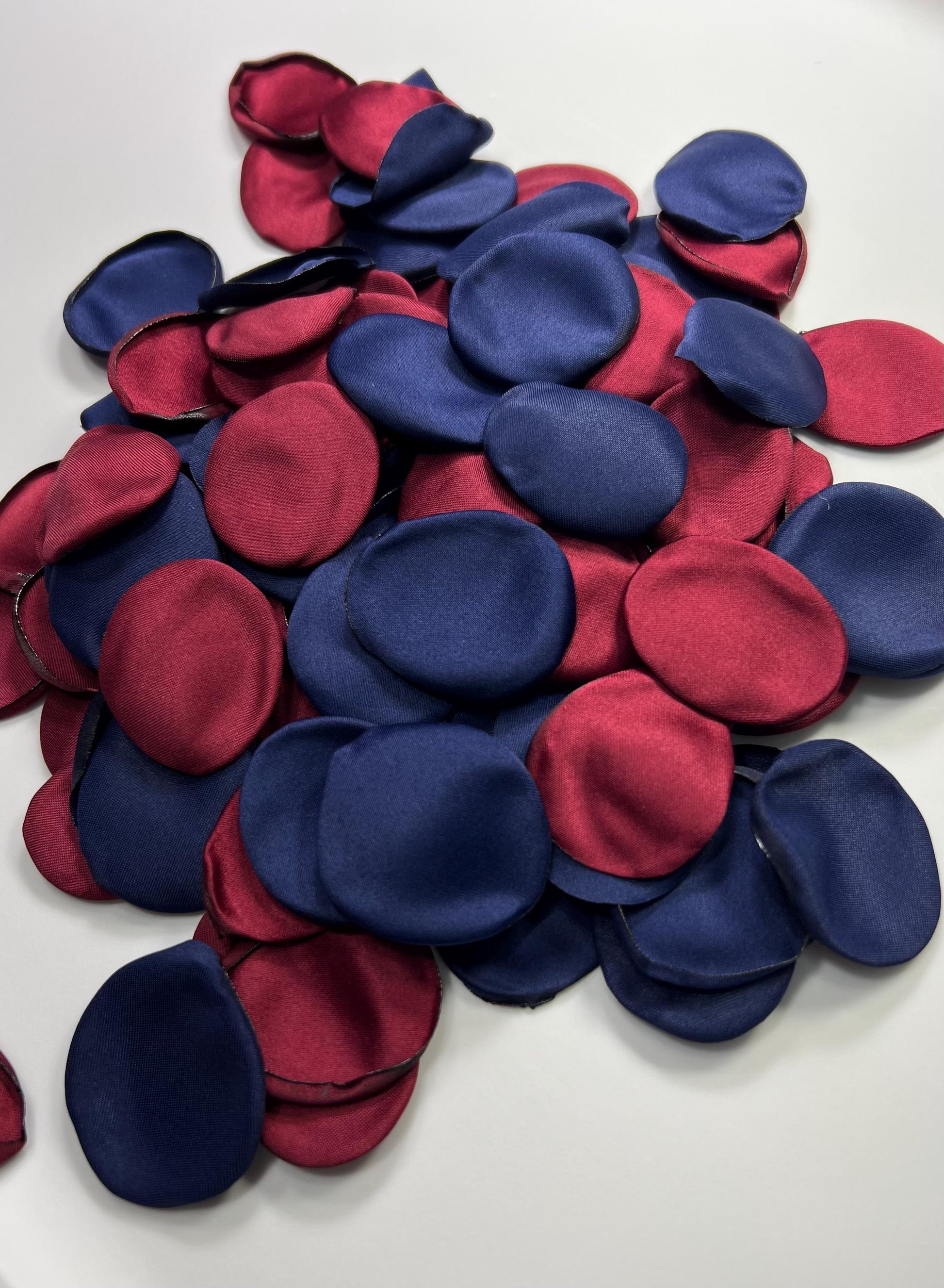 Burgundy Navy Blue Petals, Wedding Silk Rose Petals Satin, Dark Blue Wine Red Petals Flower, Aisle Decor Ceremony