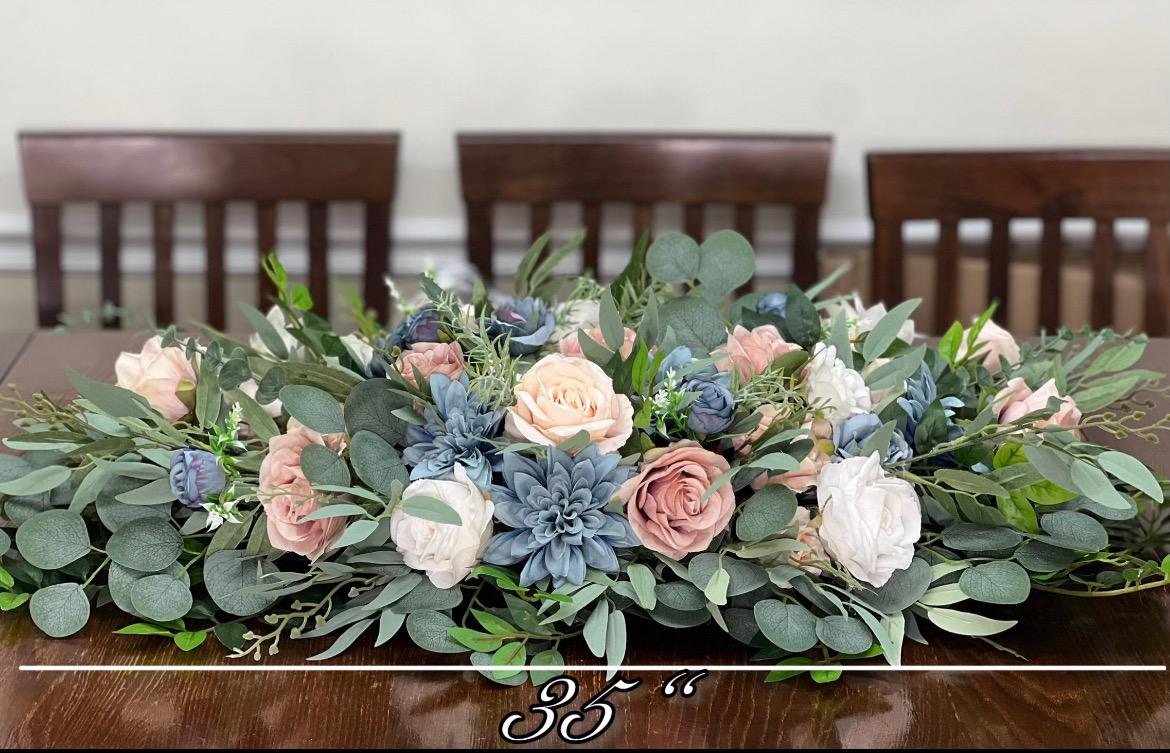 Blue Pink Bouquet Wedding Bridal Bouquet Dusty Blue White Bouquet Ivory Bridesmaids Blush Dusty Blue Bouquet Dusty Rose Artificial Flower