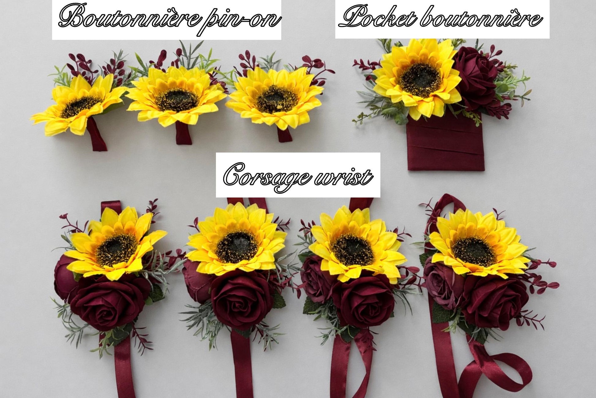 Sunflower Boutonniere Burgundy Wedding Sunflowers Boutonnière Groom Maroon Sunflower Groomamen Boutonniere Prom Yellow Sunflower Artificial