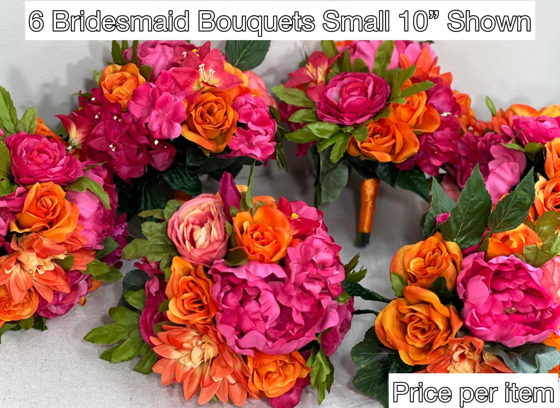 Fuchsia Orange Bouquet Bridal Wedding Hot Pink Burnt Orange Bouquet Bridesmaids Magenta Orange Tropical Bouquet Greenery Artificial Flower