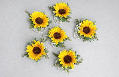 Sunflower Corsage, Wedding Yellow Sunflower Wrist Corsage, Bridesmaids Wristlet Elastic Pearl Band Sunflower Reddit