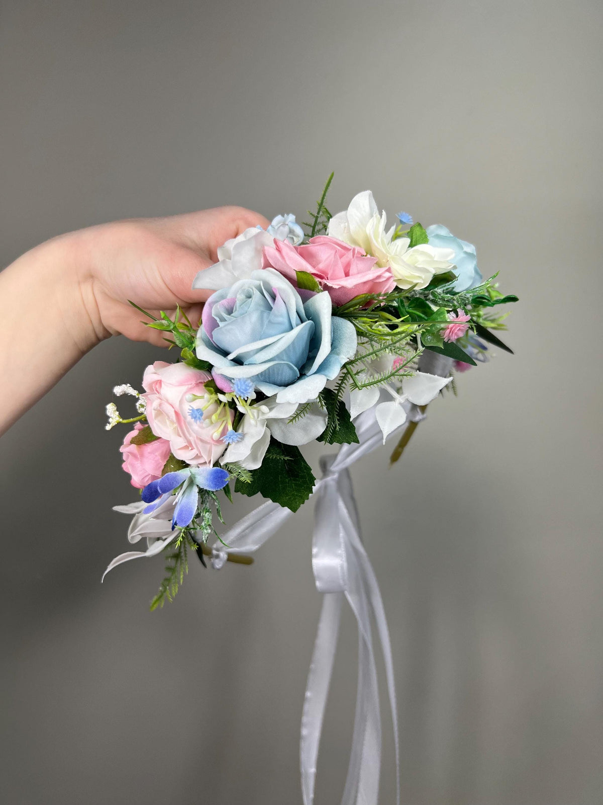 Blue Pink Flower Crown, Wedding Pastel Bridal HeadPiece, Spring Hair Wreath, White Sky Blue Blush Floral Crown Reddit