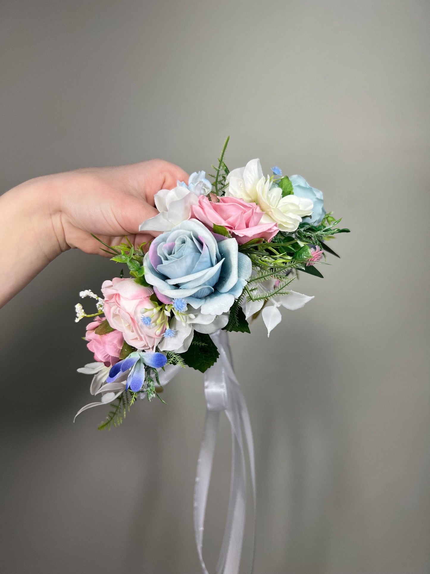 Blue Pink Flower Crown, Wedding Pastel Bridal HeadPiece, Spring Hair Wreath, White Sky Blue Blush Floral Crown Reddit
