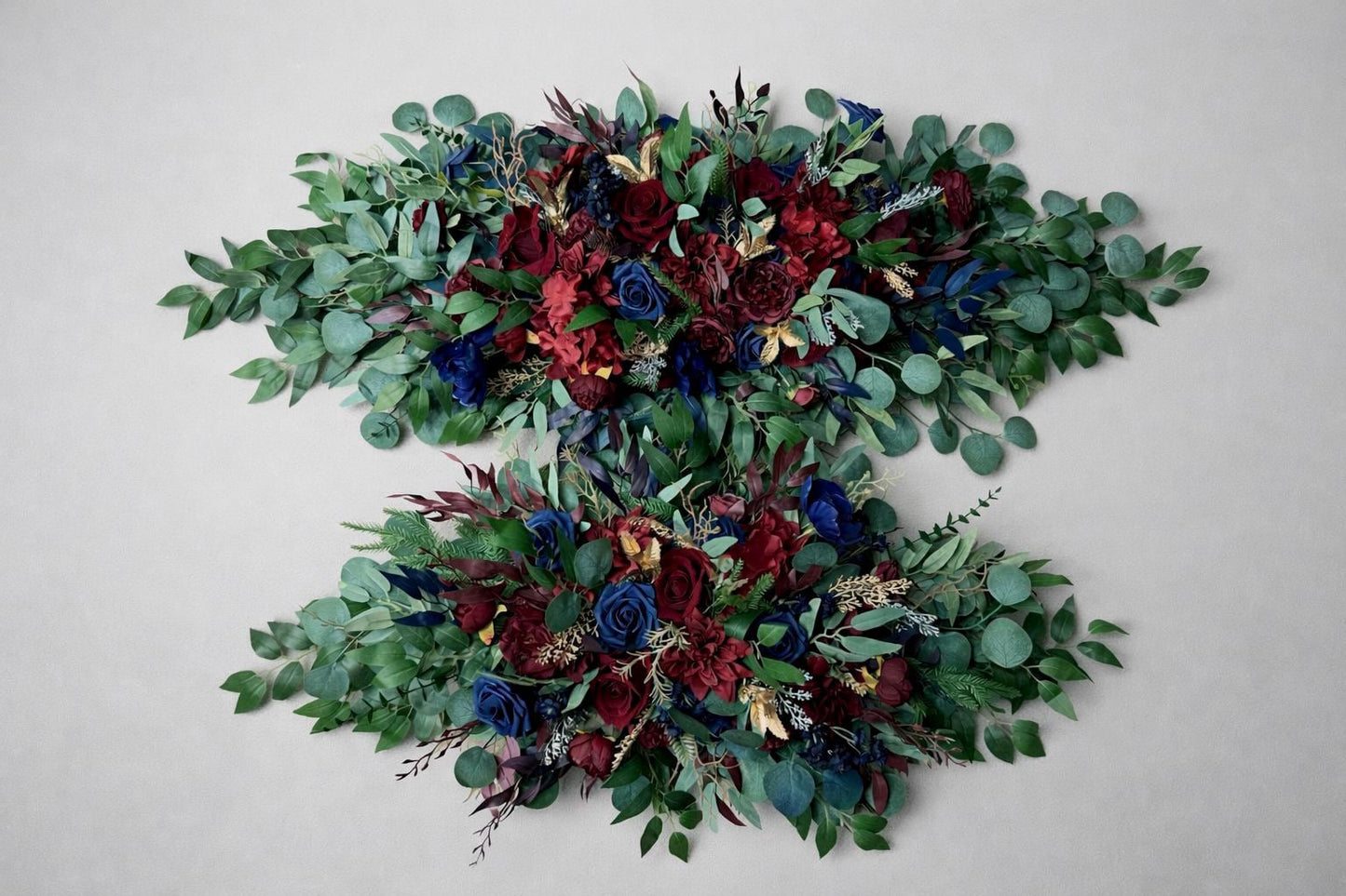 Winter Bouquet Burgundy Navy Blue Wedding Bouquet Bridal Cascading Wine Red Dark Blue Bouquet Cascade Bridesmaids Pine Tree Gold Artificial