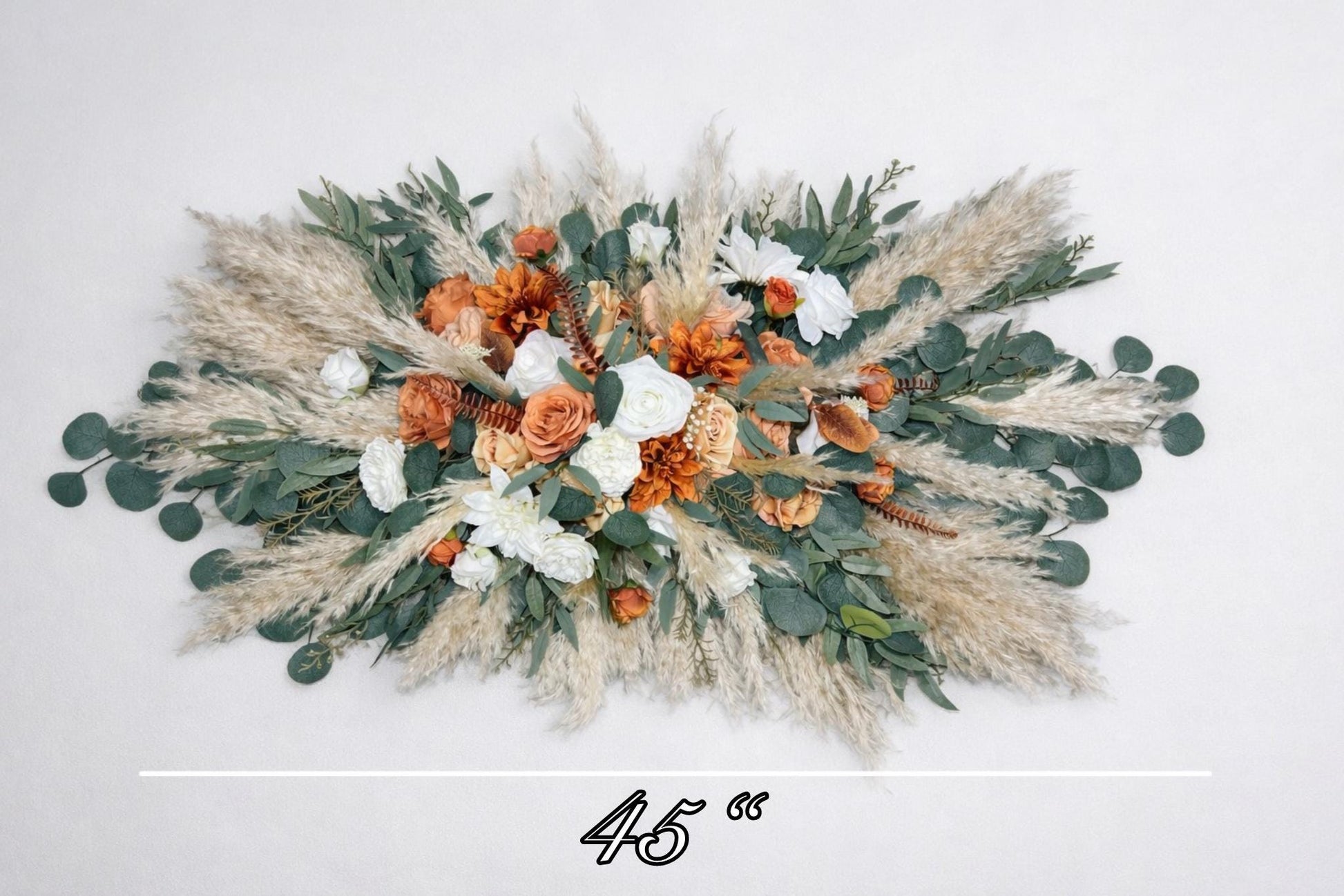 Orange Bridal Bouquet, Terracotta White Boho Bouquet, Bridesmaids Burnt Orange Pampas Grass