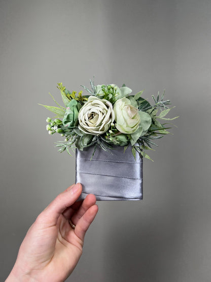 Sage Green Pocket Boutonniere, Wedding Groom Square Boutonniere, Rustic Groomsmen Dusty Green Boutonniere