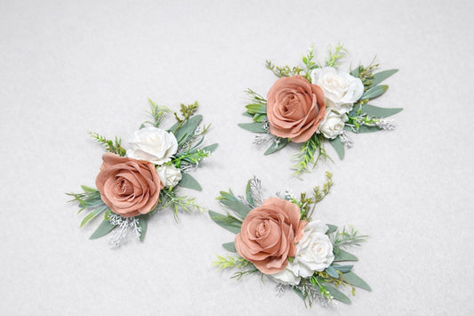 Dusty Rose Cake Flowers, Blush Wedding Cake Decor, White Ivory Dusty Rose Cake Topper, Rustic Cake Flowers Artificial