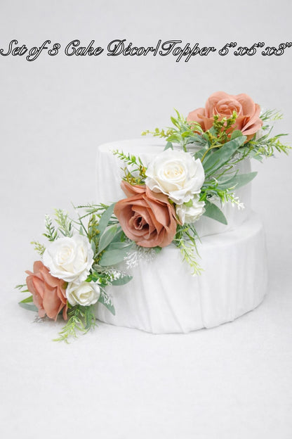 Dusty Rose Cake Flowers, Blush Wedding Cake Decor, White Ivory Dusty Rose Cake Topper, Rustic Cake Flowers Artificial