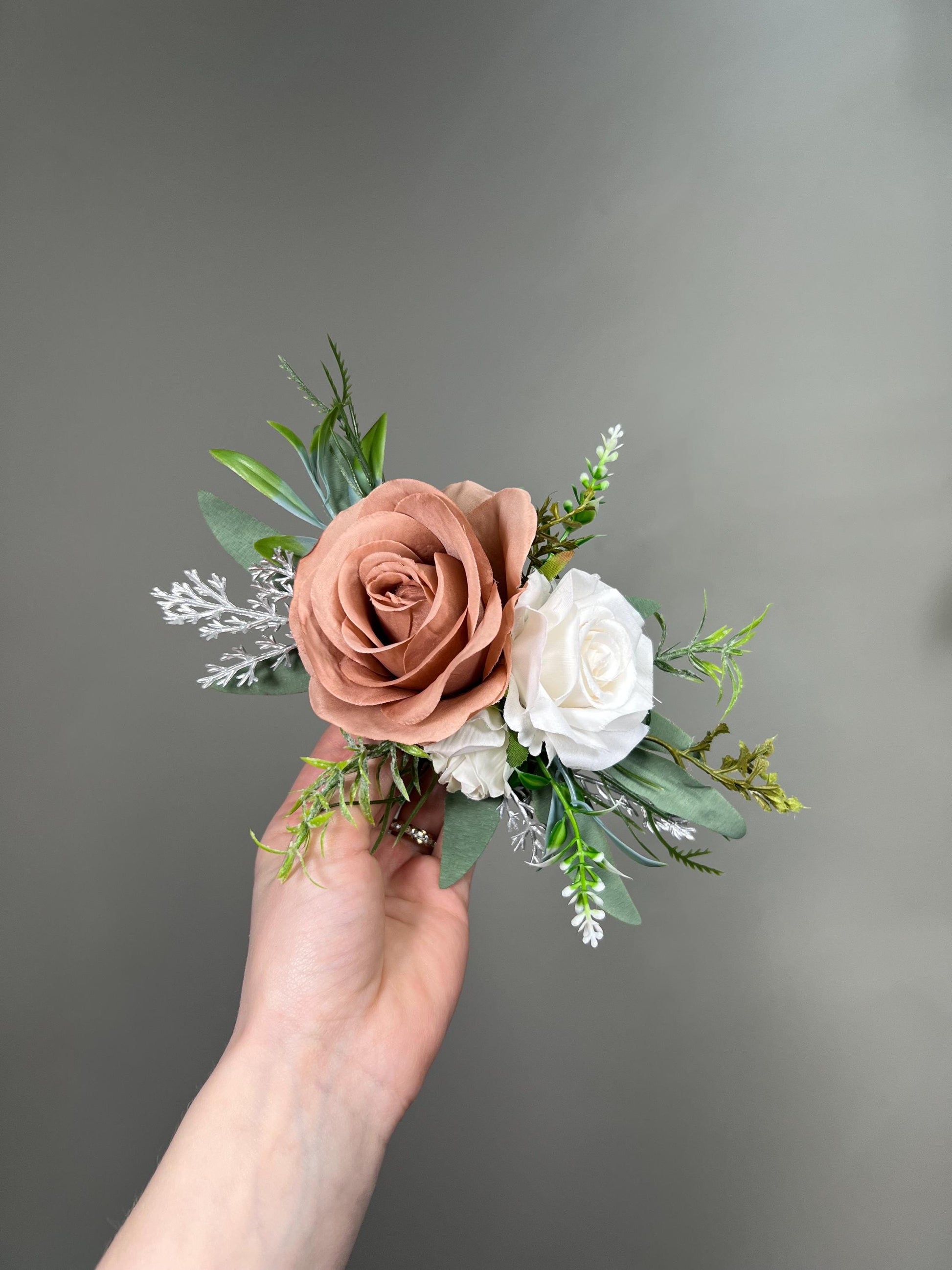 Dusty Rose Cake Flowers, Blush Wedding Cake Decor, White Ivory Dusty Rose Cake Topper, Rustic Cake Flowers Artificial