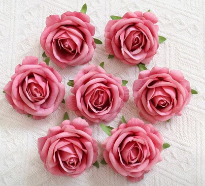 Dusty Pink Flower Head, Small 2.5” Artificial Dusty Rose Pink, Wedding DIY Flower Heads Mauve Pink, Craft Supplies Pink Roses