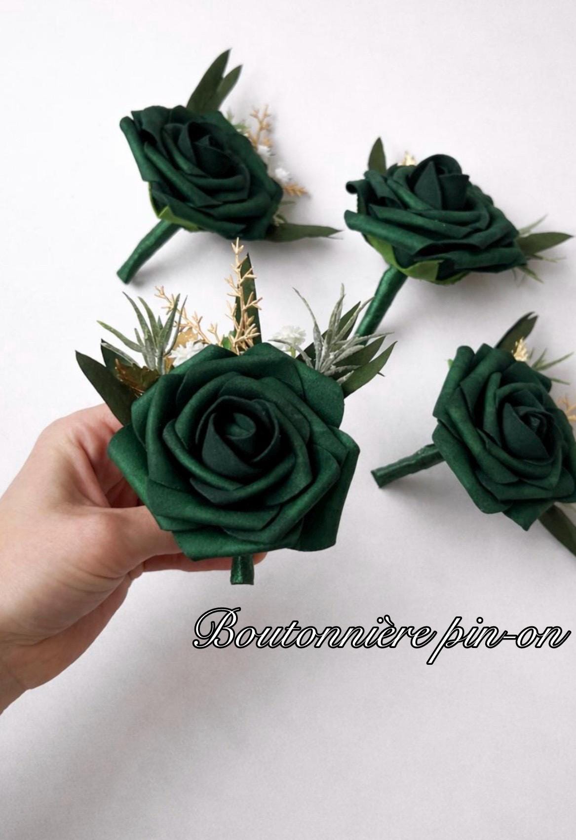 Emerald Green Corsage Wedding White Hunter Green Gold Wrist Corsage Bridesmaids Eucalyptus Dark Greenery Prom Corsage Artificial Flowers