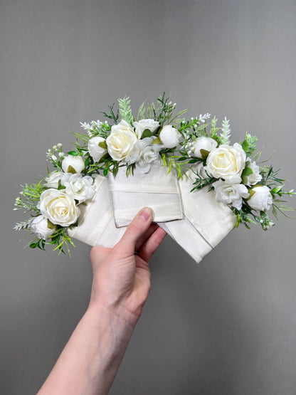 Wedding Pocket Boutonniere White Groom Boutonnière Ivory Square Groomsmen Pocket Boutonniere Wedding Ivory Rustic Decor Artificial Flowers