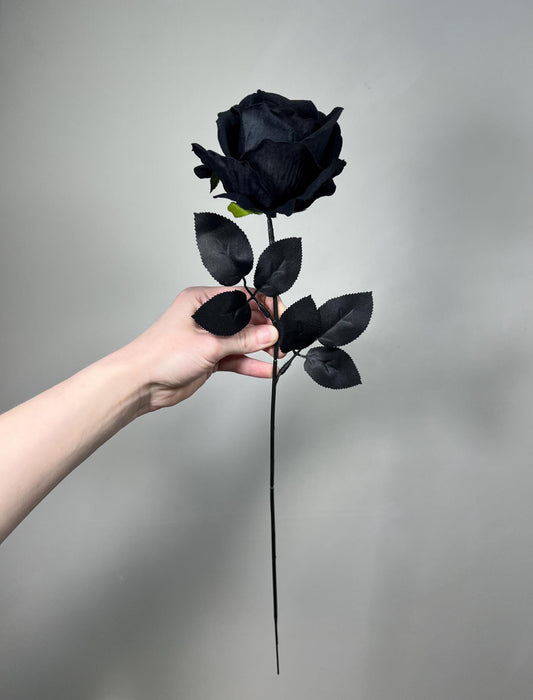Black Rose Stem, Artificial Black Rose Flower, Gothic Wedding Decor, Faux Black Flower Head, Halloween Decor, Dark Floral Stem