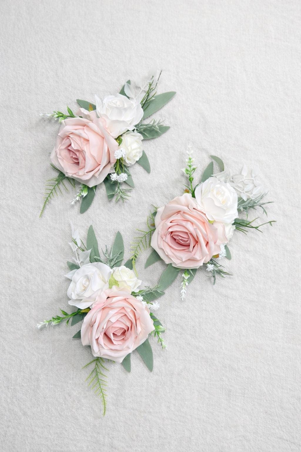 Blush Cake Flowers, Blush Pink White Wedding Cake Decor, Baby Pink Ivory Roses Cake Topper, Rustic Cake Flowers Artificial