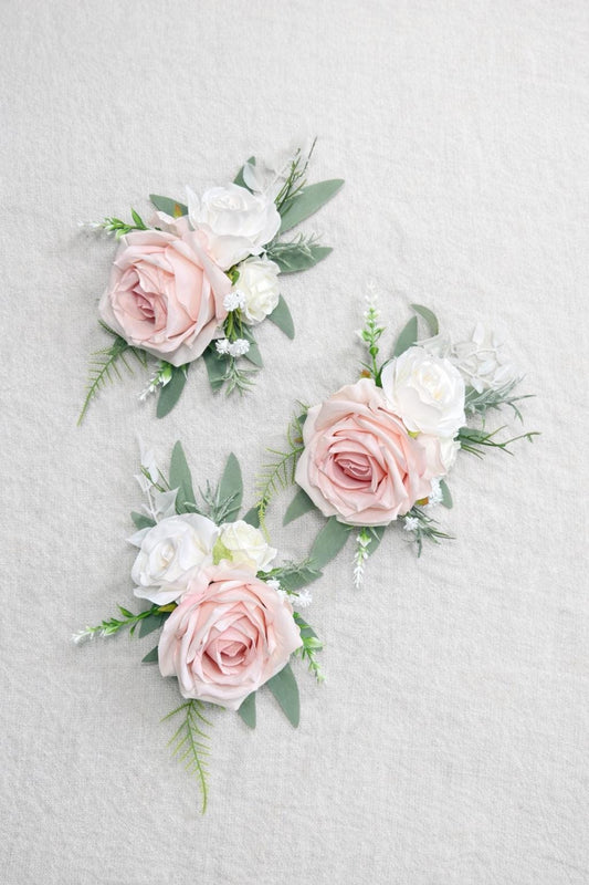 Blush Cake Flowers, Blush Pink White Wedding Cake Decor, Baby Pink Ivory Roses Cake Topper, Rustic Cake Flowers Artificial