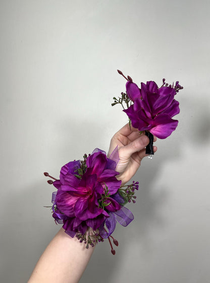 Fuchsia Purple Boutonnière, Wedding Groom Magenta Pin on Boutonnière, Groomsmen Lapel Plum Flower Buttonhole Reddit