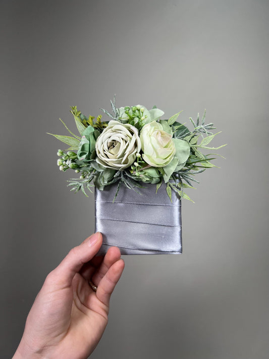 Sage Green Pocket Boutonniere, Wedding Groom Square Boutonniere, Rustic Groomsmen Dusty Green Boutonniere