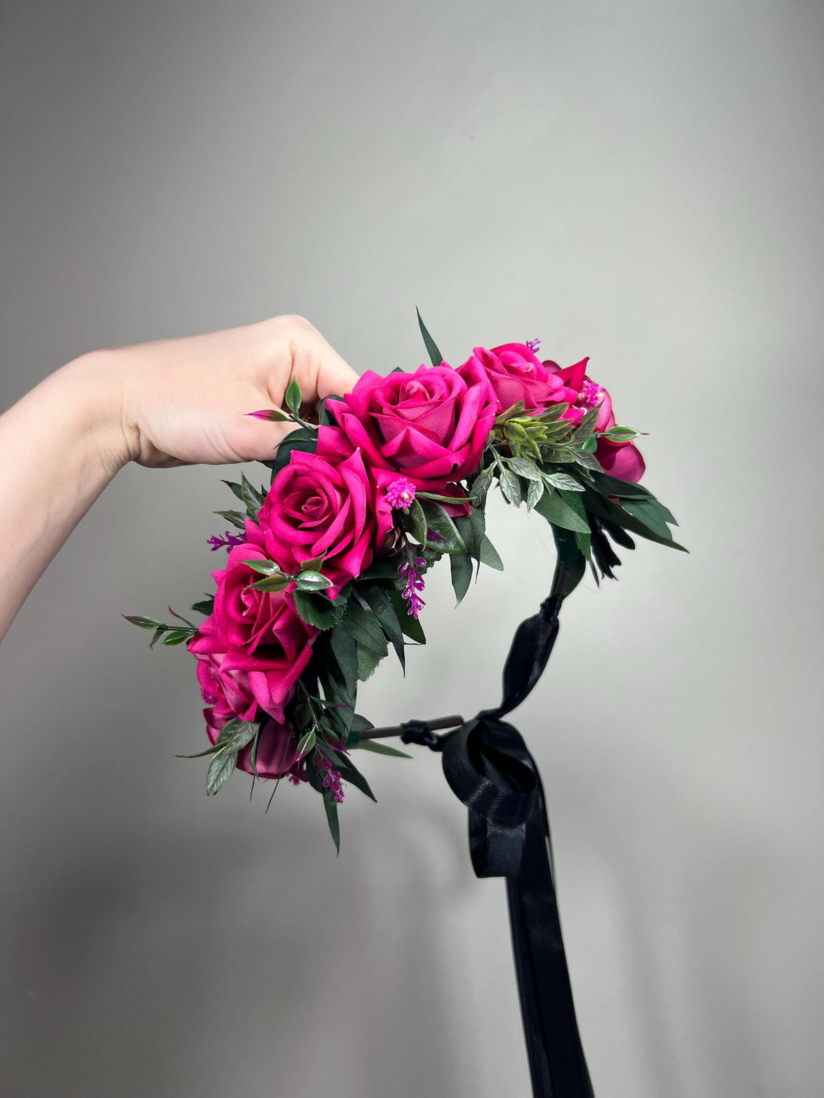 Hot Pink Flower Crown, Fuchsia Bridal Headpiece, Pink Rose Flower Crown, Wedding Hair Wreath, Magenta Floral Crown Artificial Reddit