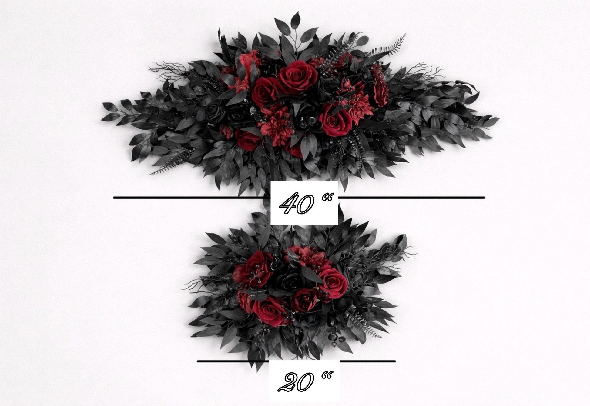 Black Burgundy Arch Flowers, Gothic Wedding Arch Decor, Dark Red Floral Swag, Moody Ceremony Backdrop, Black Arbor Arrangement Ties