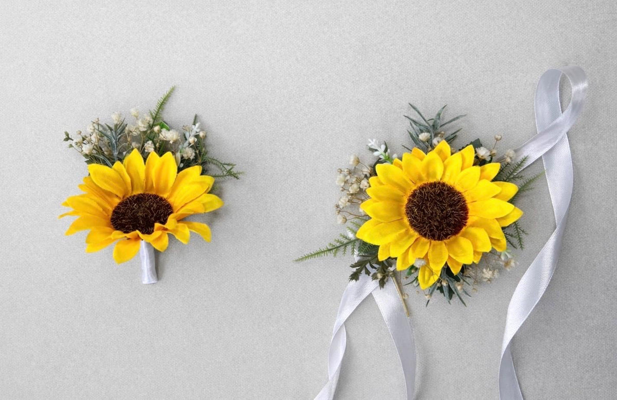 Sunflower Corsage Wedding Wrist Corsage Sunflower Bridesmaids Corsage Baby Breath Sunflowers Fall Corsage Artifitical Flower Reddit