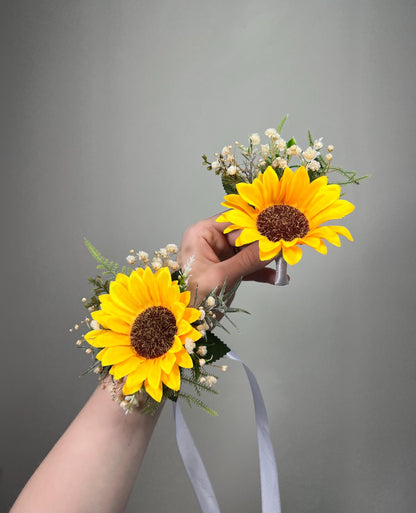 Sunflower Corsage Wedding Wrist Corsage Sunflower Bridesmaids Corsage Baby Breath Sunflowers Fall Corsage Artifitical Flower Reddit