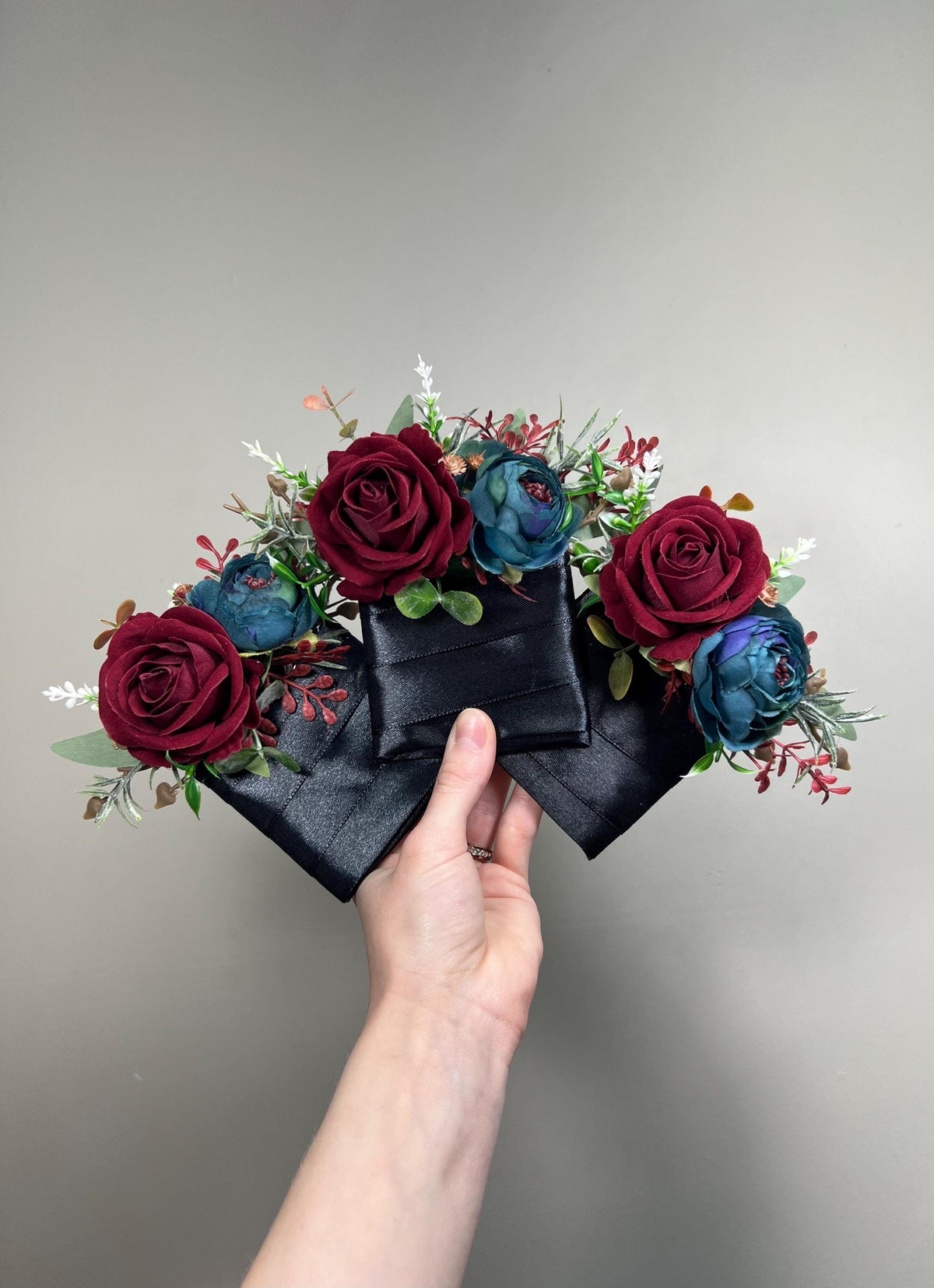 Teal Burgundy Boutonnière Wedding Groom Boho Dark Teal White Maroon Boutonniere Groomsmen Pampas Grass Teal Blue Eucalyptus Artificial