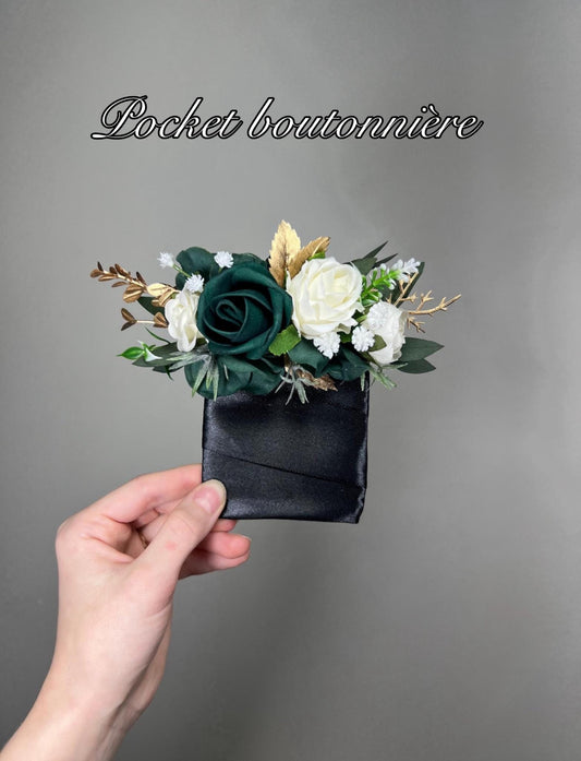 Emerald Green Corsage Wedding White Hunter Green Gold Wrist Corsage Bridesmaids Eucalyptus Dark Greenery Prom Corsage Artificial Flowers
