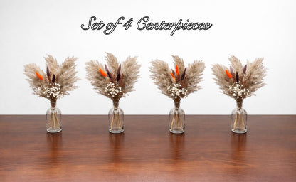 Pampas Grass Centerpieces, Boho Wedding Bud Vase Decor, Beige Neutral Fall Table Decor, Brown Terracotta Mini Bouquet Baby Breath Reddit