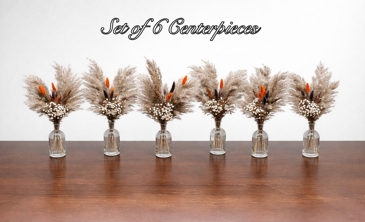 Pampas Grass Centerpieces, Boho Wedding Bud Vase Decor, Beige Neutral Fall Table Decor, Brown Terracotta Mini Bouquet Baby Breath