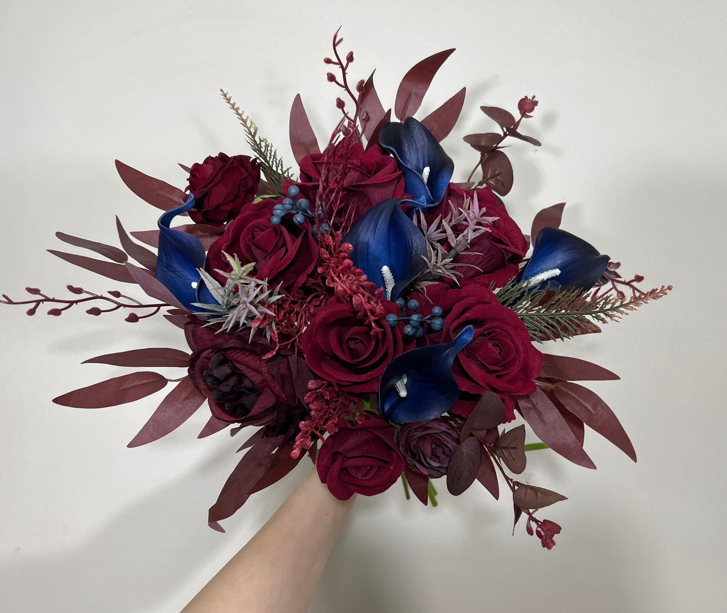 Burgundy and Navy Wedding Bridal Bouquet with Real Touch Calla Lily Reddit