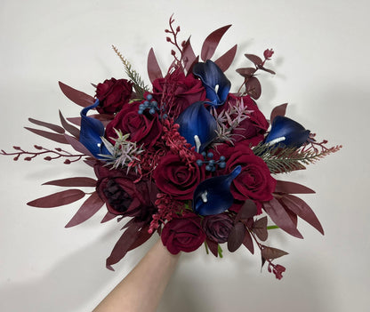 Burgundy and Navy Wedding Bridal Bouquet with Real Touch Calla Lily Reddit