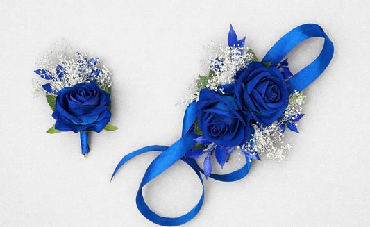 Royal Blue Boutonnière, Wedding Groom Blue Pin on Boutonnière, Prom Royal Blue Boutonnière, Groomsmen Lapel Flowers Artificial