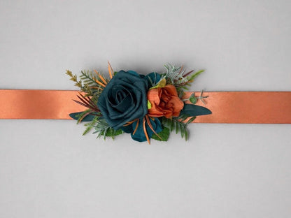 CUSTOM Flower Sash Belt, Flower Girl Sash, Wedding Rustic Floral Belt, Artificial Flowers Bridesmaids Sash, Baby Shower Sash