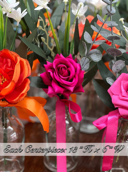 Small Centerpiece 1 Flower Orange Hot Pink Wedding Bud Vase Burnt Orange Single Flower Table Centerpiece Mini Fuchsia Artiticial Reddit