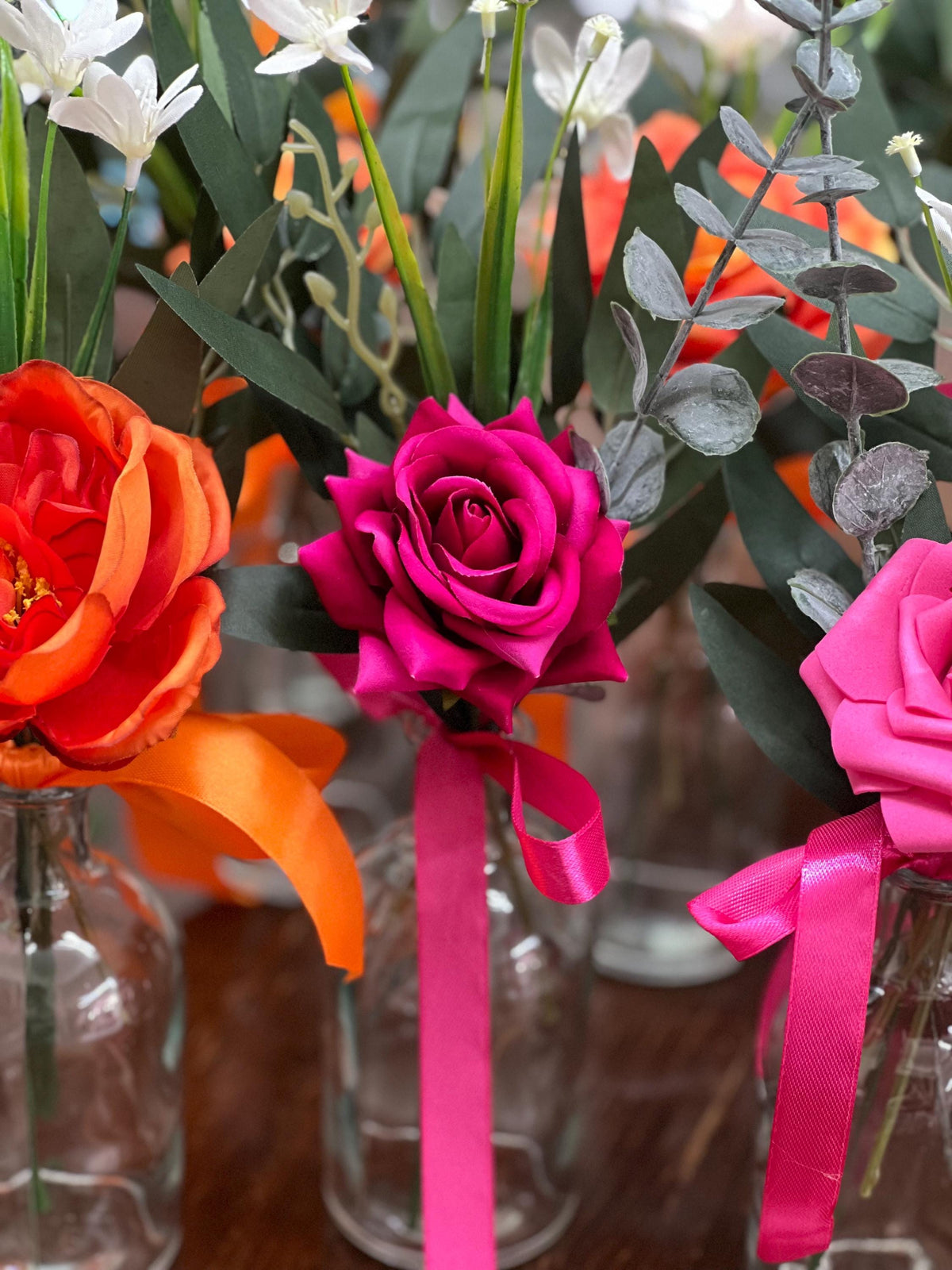 Small Centerpiece 1 Flower Orange Hot Pink Wedding Bud Vase Burnt Orange Single Flower Table Centerpiece Mini Fuchsia Artiticial Reddit