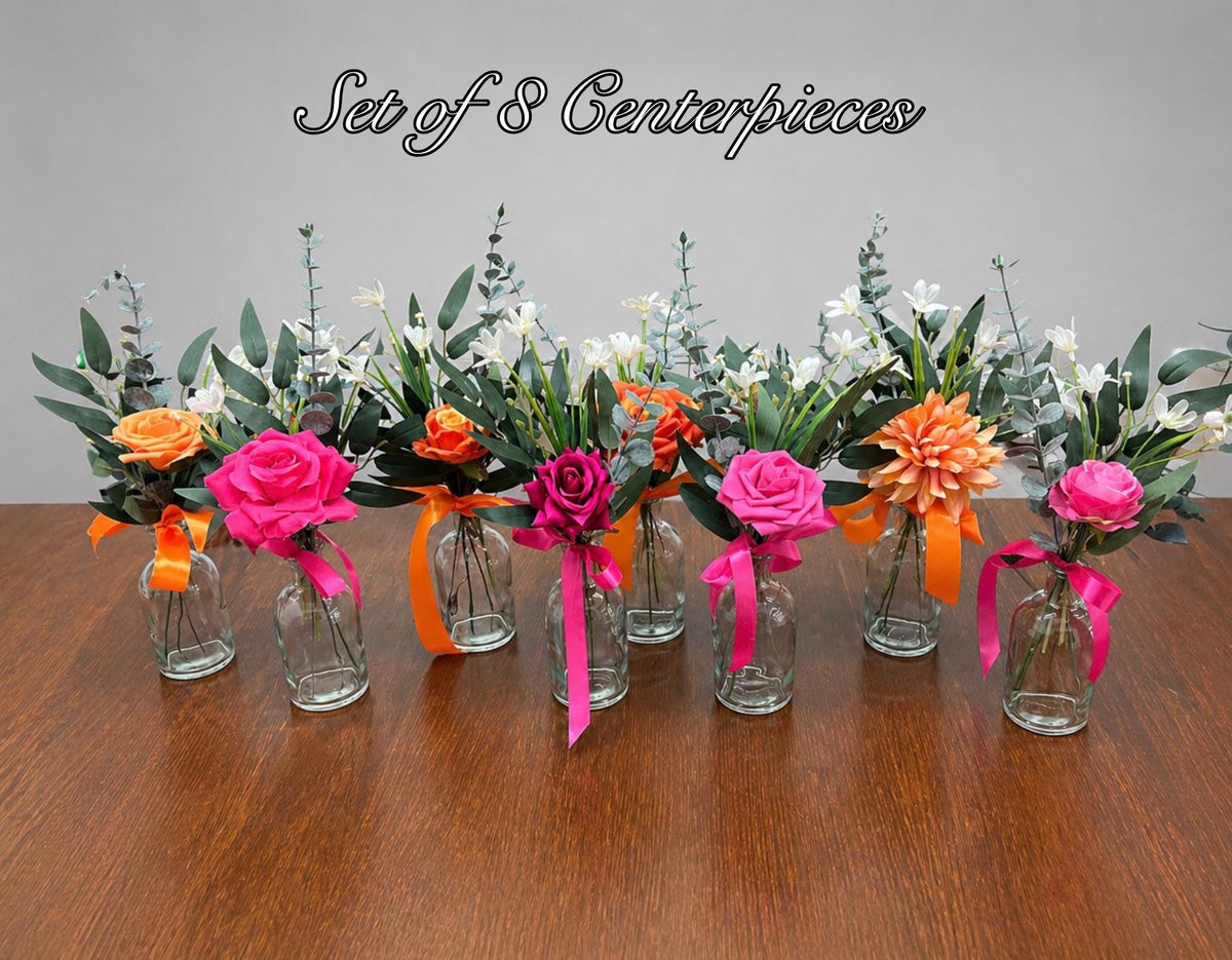 Small Centerpiece 1 Flower Orange Hot Pink Wedding Bud Vase Burnt Orange Single Flower Table Centerpiece Mini Fuchsia Artiticial Reddit