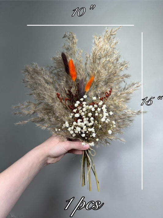 Pampas Grass Centerpieces, Boho Wedding Bud Vase Decor, Beige Neutral Fall Table Decor, Brown Terracotta Mini Bouquet Baby Breath