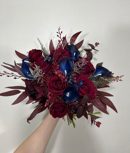 Burgundy and Navy Wedding Bridal Bouquet with Real Touch Calla Lily Reddit