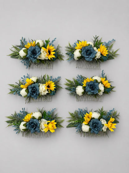 Sunflower Boutonniere Wedding Groom Sunflower Boutonnière Dusty Blue Sunflower Yellow Boho Boutonnière Groomsmen Sunflower Blue Boutonnière