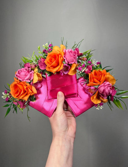 Orange Pink Cascading Bouquet Wedding Bridal Hot Pink Cascade Tropical Bridesmaids Bouquet Fuchsia Burnt Orange Ranunculus Magenta Reddit