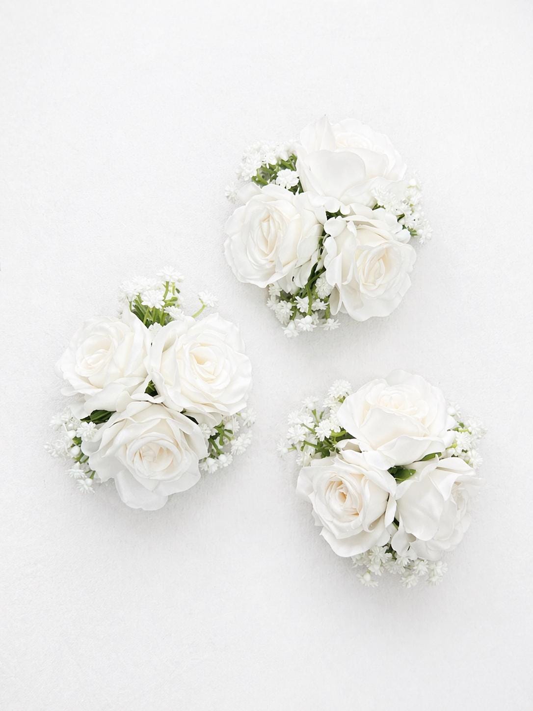 White Ivory Cake Decoration Wedding Baby Breath Cake Arrangement Artificial Flowers White Roses Floral Cake Decor Silk
