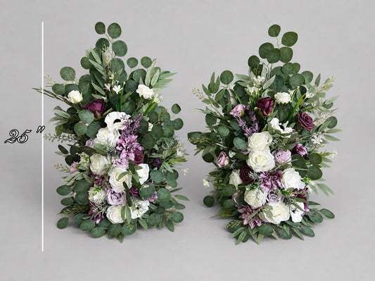 Wedding Lavender Bouquet Purple Bridal Violet Bouquet Plum Bridesmaids Lilac Anemone Hydrangea Eucalyptus White Wild Flowers Artificial