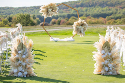 Set of 2 Wedding Aisle Marker Flower Floor Arrangement Whiskey Barrel Décor White Boho Pampas Grass Standing Arch Palm Leaves Reddit