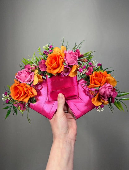 Hot Pink Orange Boutonniere Wedding Fuchsia Groom Boutonnière Bright Summer Burnt Orange Pink Groomsmen Boutonnières Tropical Rose Hot Pink