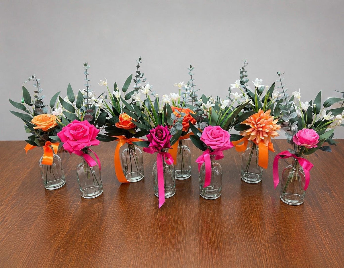 Small Centerpiece 1 Flower Orange Hot Pink Wedding Bud Vase Burnt Orange Single Flower Table Centerpiece Mini Fuchsia Artiticial Reddit
