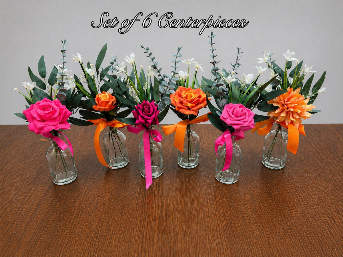 Small Centerpiece 1 Flower Orange Hot Pink Wedding Bud Vase Burnt Orange Single Flower Table Centerpiece Mini Fuchsia Artiticial Reddit